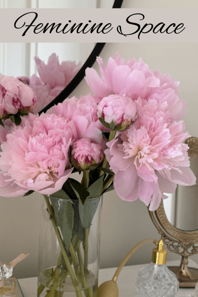 pretty pink flowers in a feminine space