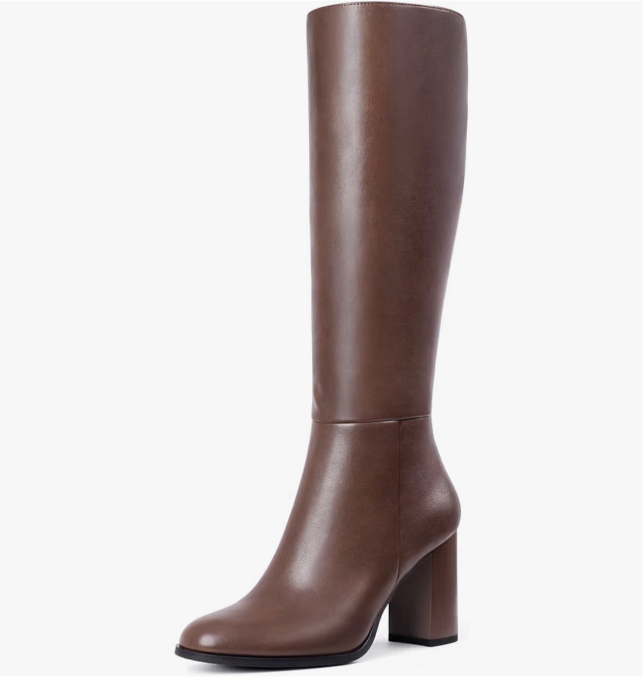 Brown knee-high block-heel boots